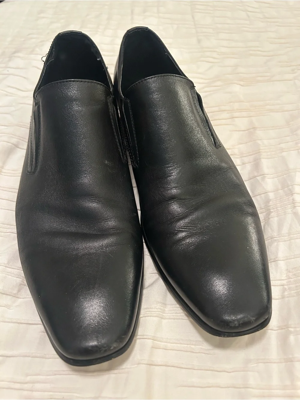 Aldo Men's Black Leather Slip-On Oxfords